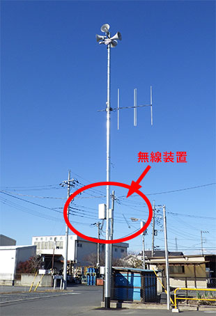 無線装置を高所設置した屋外子局の設置例