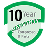 10-Year Parts and Compressor warranty.